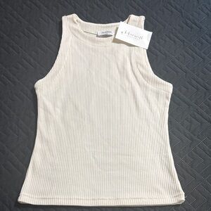 The Workshop Cream Ribbed Tank Top